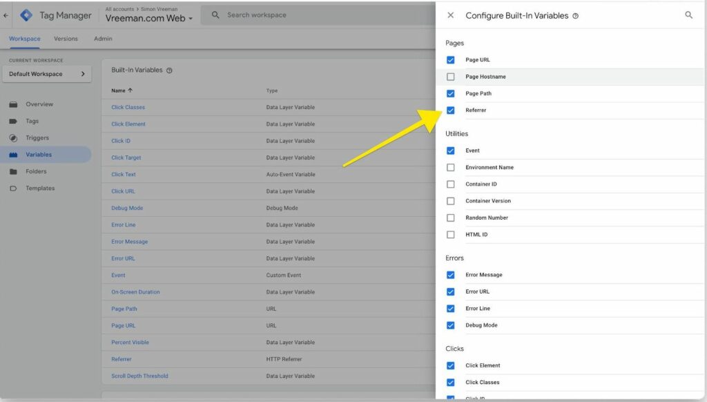 GTM referrer field